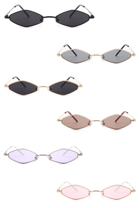 Slim Narrow Diamond Hexagonal Fashion Sunglasses