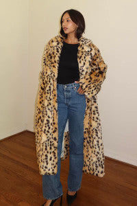 Oversize Leopard Print Faux Fur Jacket