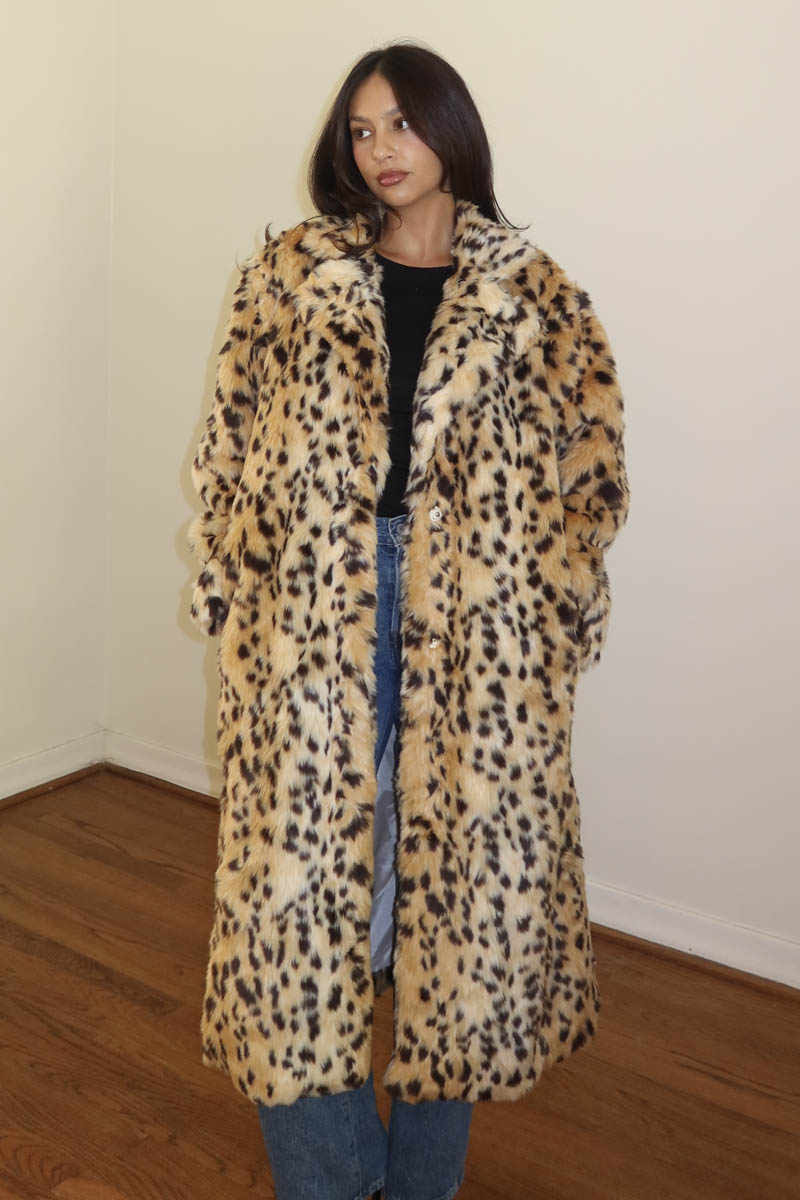 Oversize Leopard Print Faux Fur Jacket